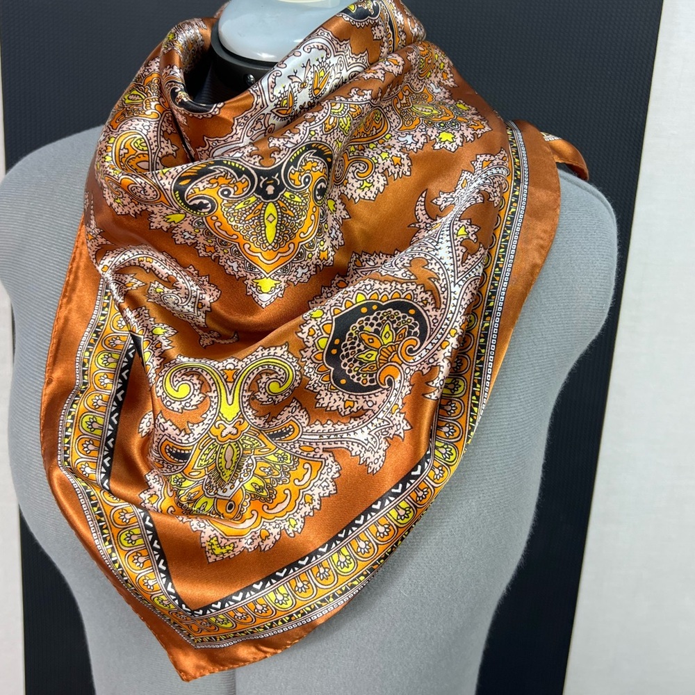 Scarf  Hair Bandana Art deco Paisley vintage ,Made in Japan